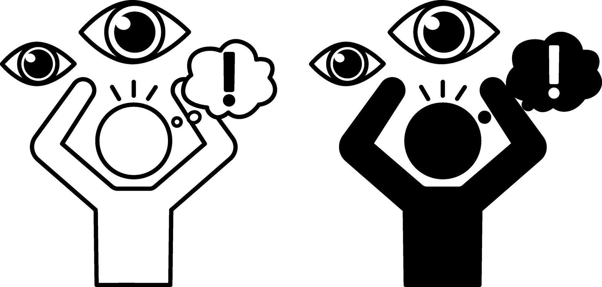 Paranoia Icons. Black and White Illustration. Mental Disorder, Suspicion, Mistrust, and Hallucinations. Mental Health Concept vector