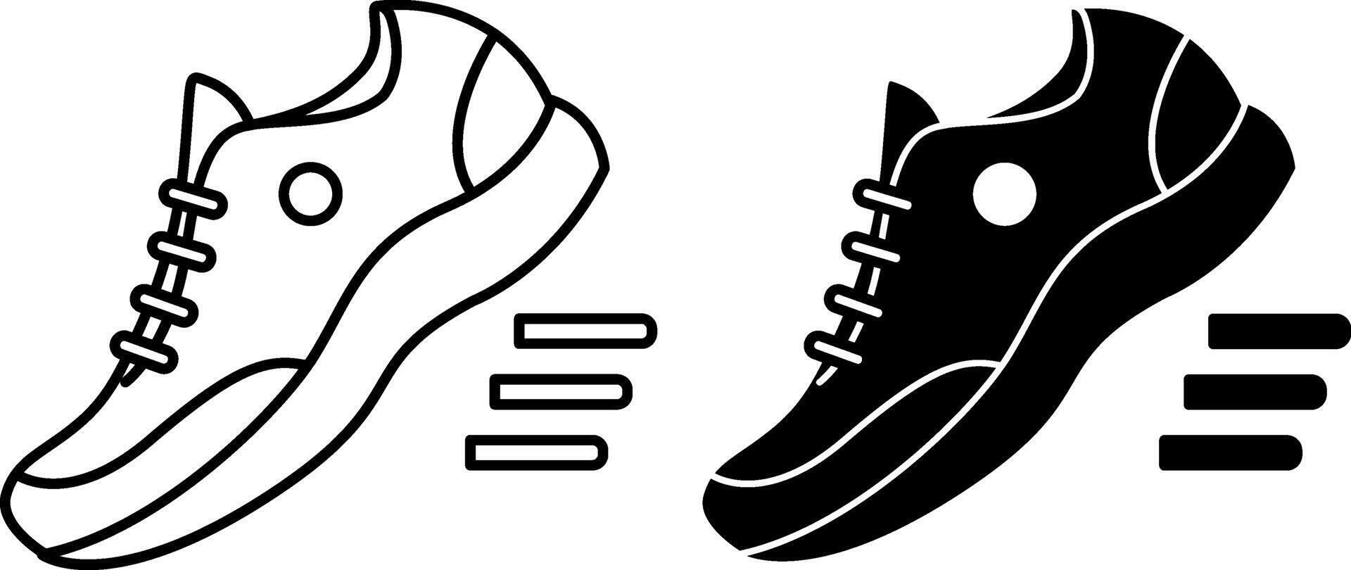 Running Shoes Icons. Black and White Illustration. Sportswear, Shoes. Running Concept vector