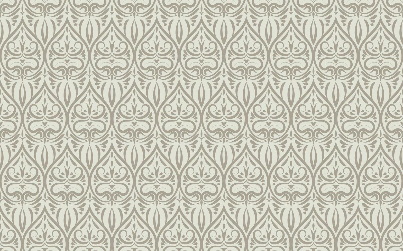 seamless pattern with intricate damask ornamental. baroque background with scrolling and stylized floral elements in delicate beige palette for home decor, textiles, and elegant stationery vector