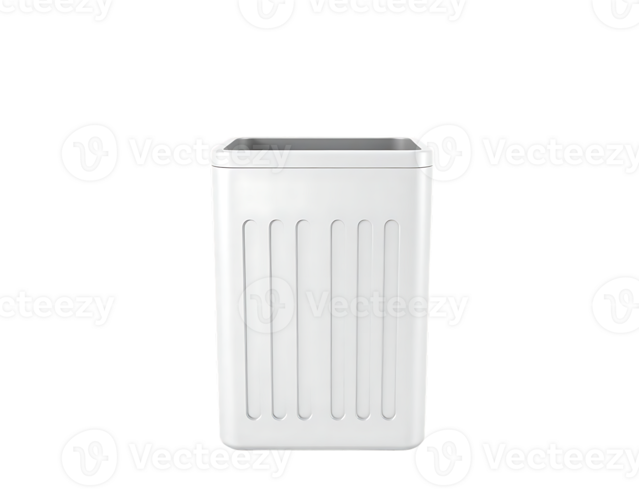 White modern trash can with vertical lines png