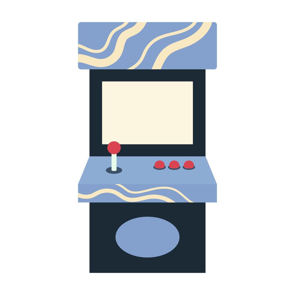 Flat illustration of colorful handheld consoles, retro gaming device, and arcade machines. vector