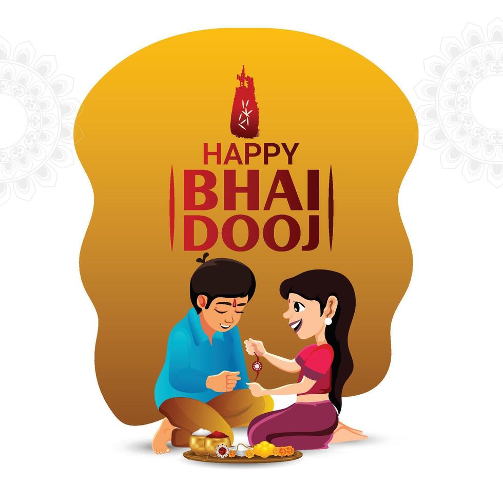 Happy bhai dooj festival with creative character vector