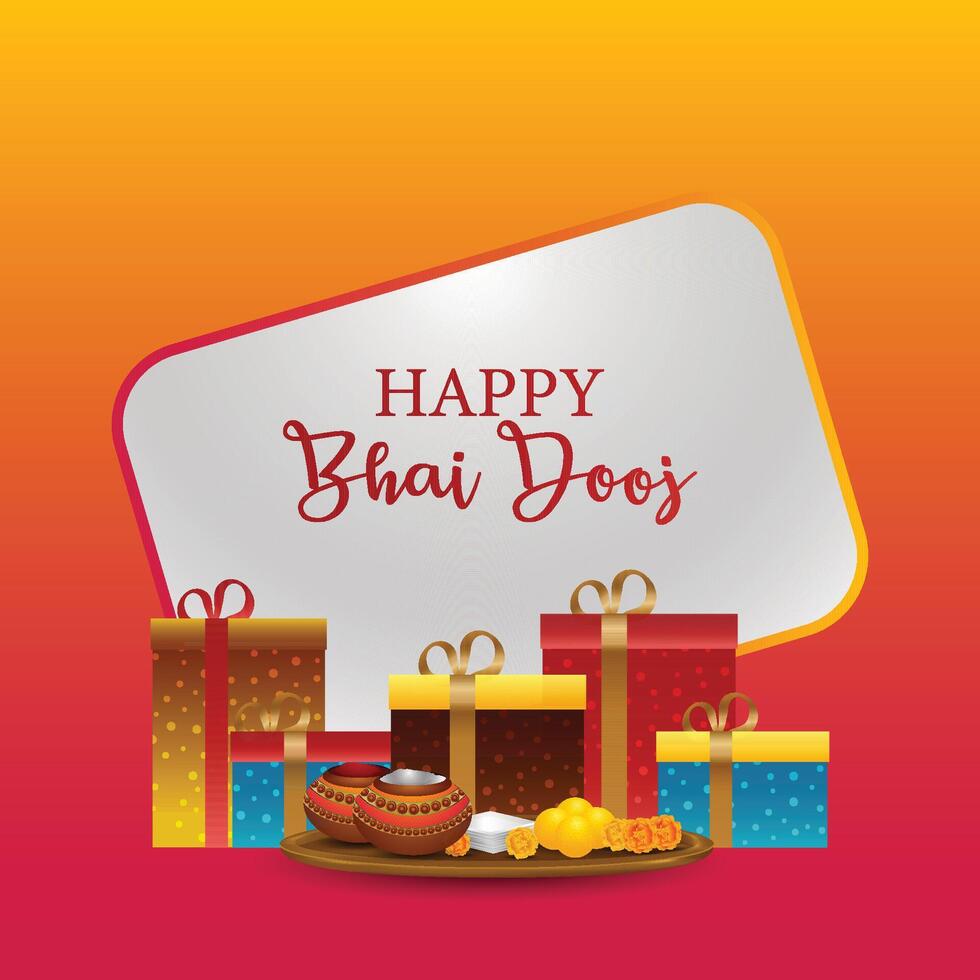 Realistic character of brother and sister for happy bhai dooj vector