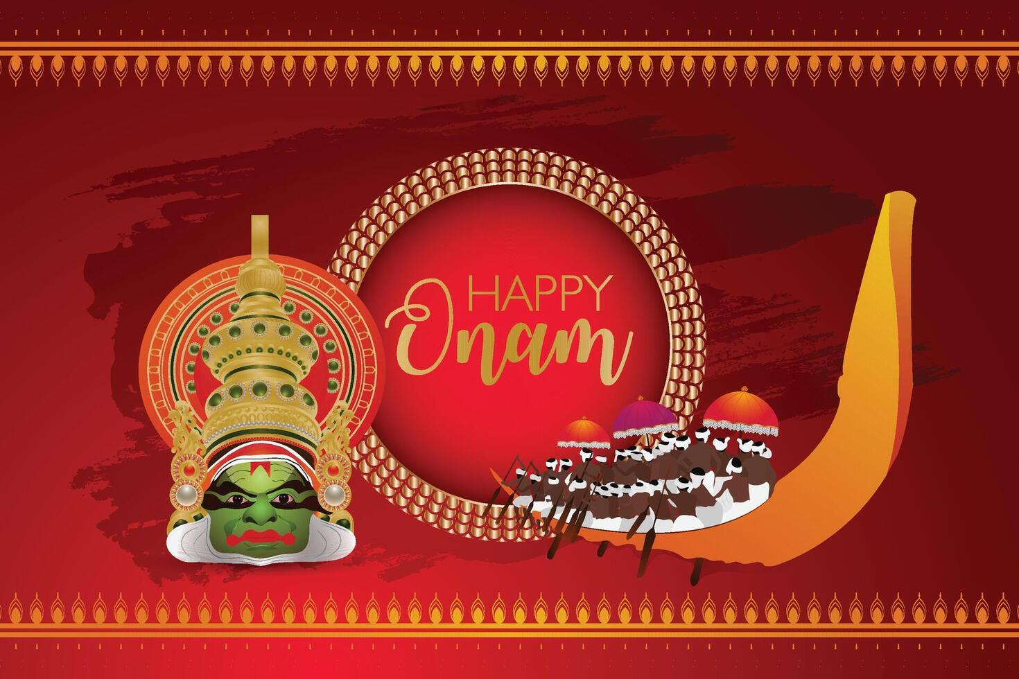 Happy onam background with illustration vector