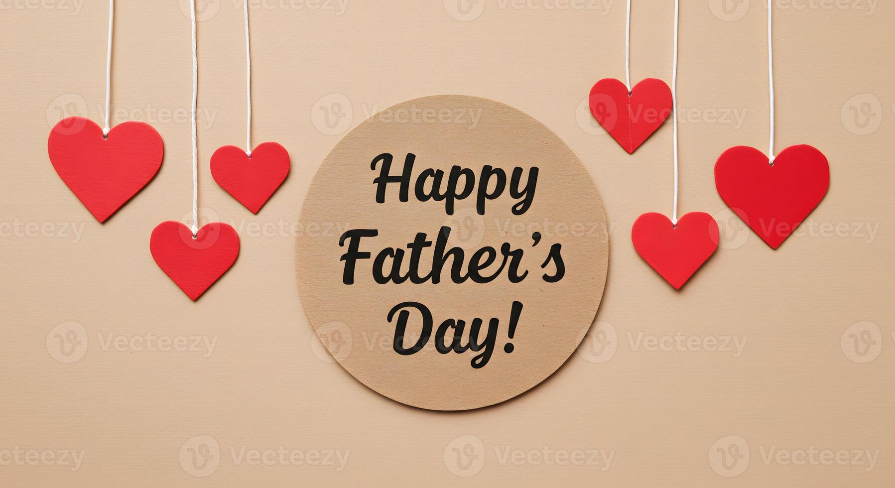 Happy Fathers Day With Hanging Hearts photo