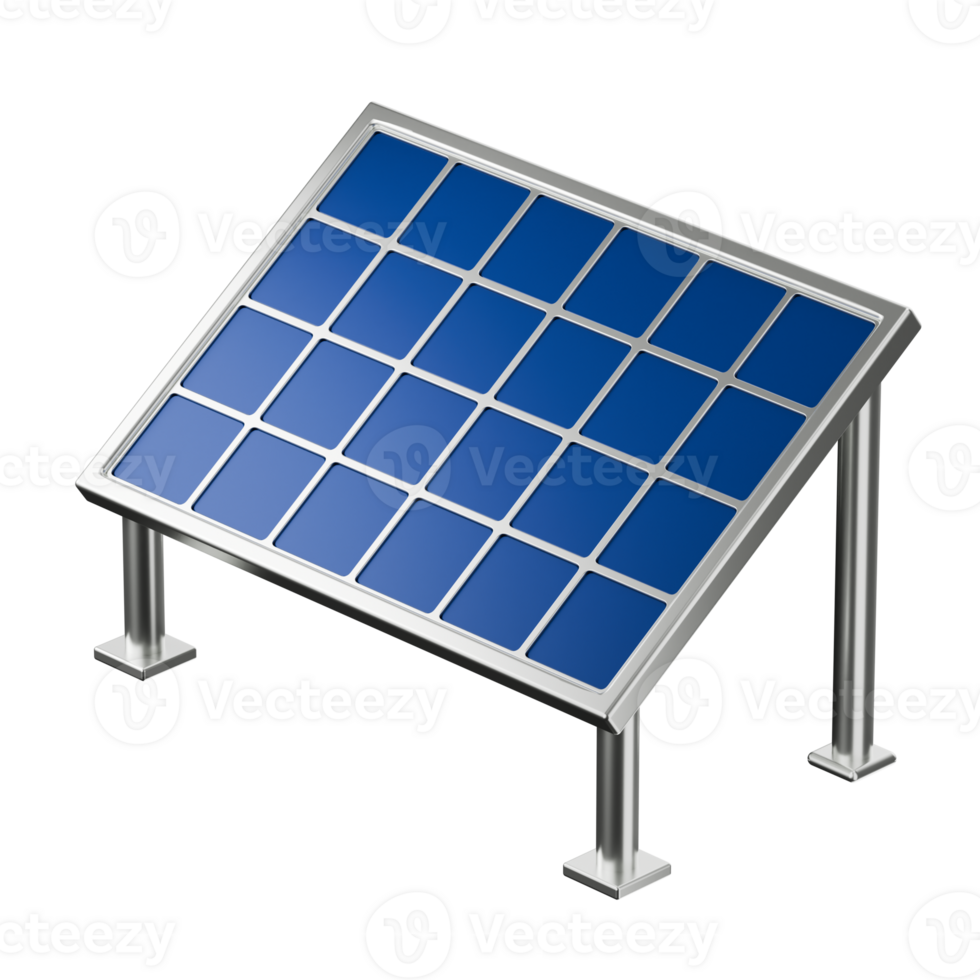 tilted mount solar panel installation structure 3d render icon illustration png