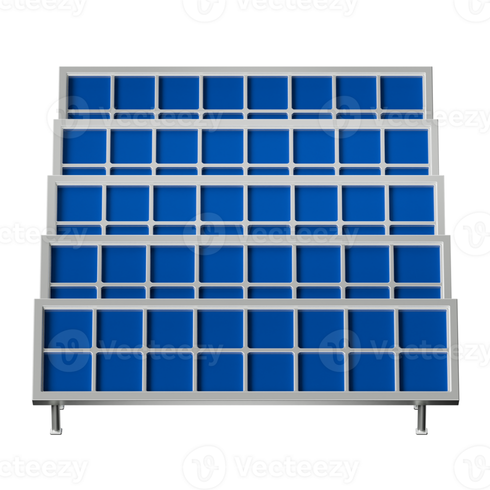 array of solar farm clean energy power generator 3d render icon illustration png