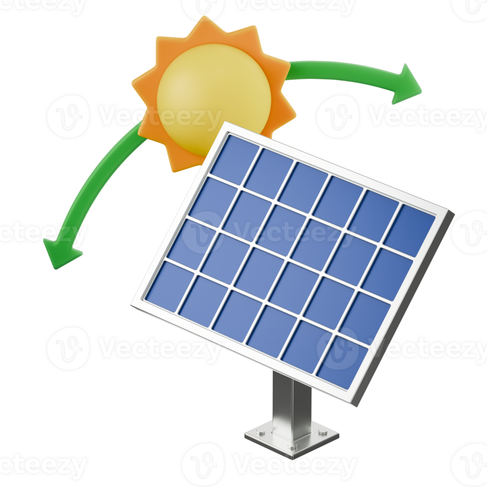sun solar tracking automation system with arrow for solar panel 3d render icon illustration png