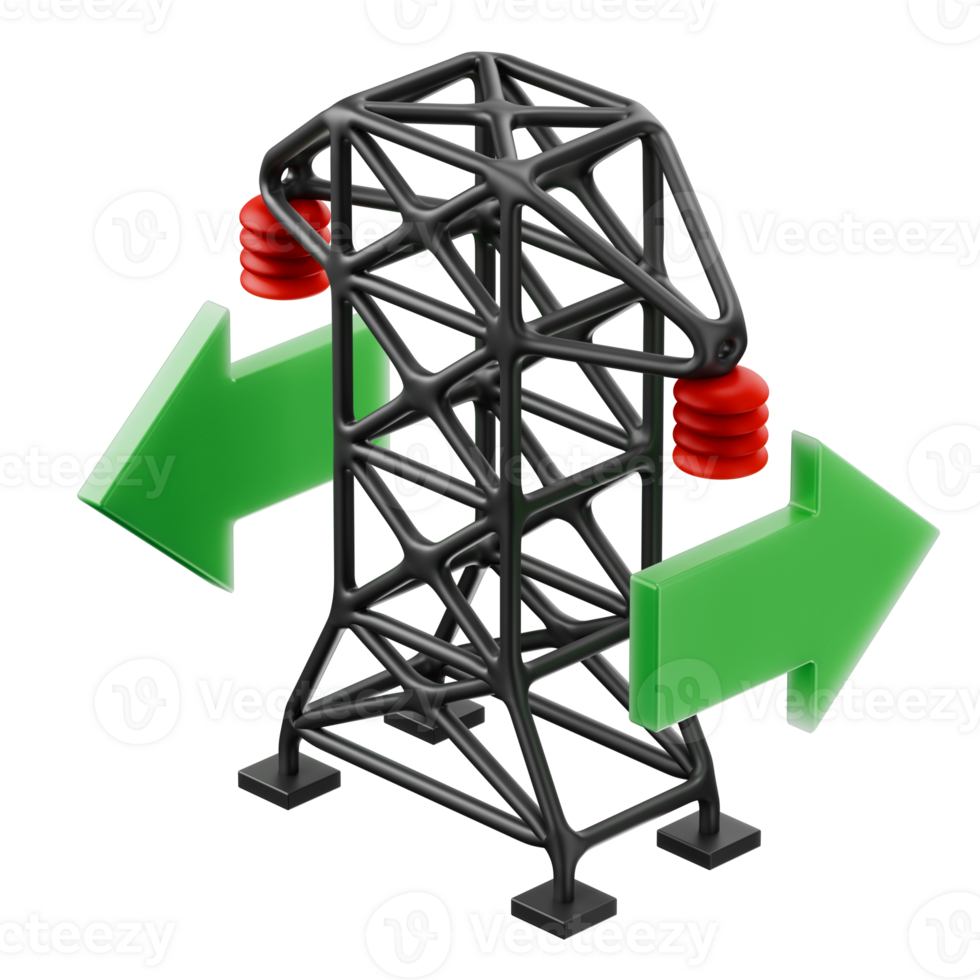 grid connection electricity system with green arrow direction 3d render icon illustration png