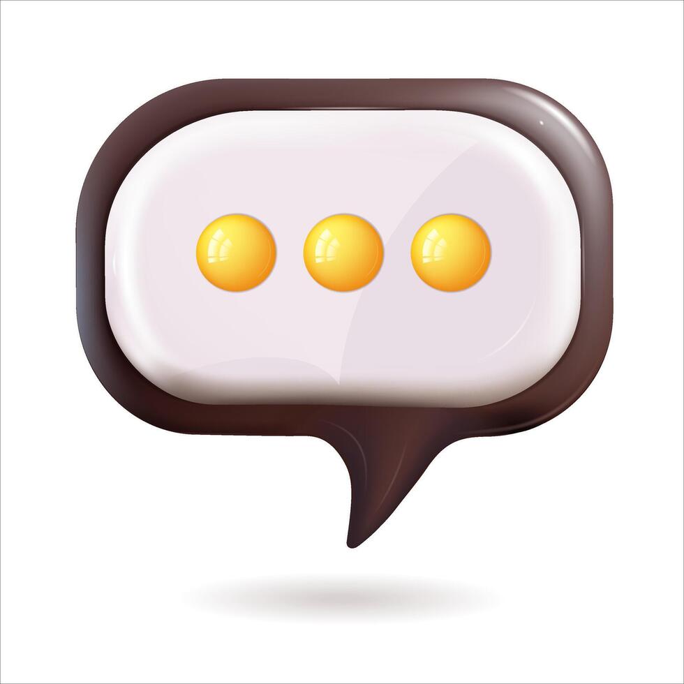 An illustration of a speech bubble featuring three yellow dots inside it vector