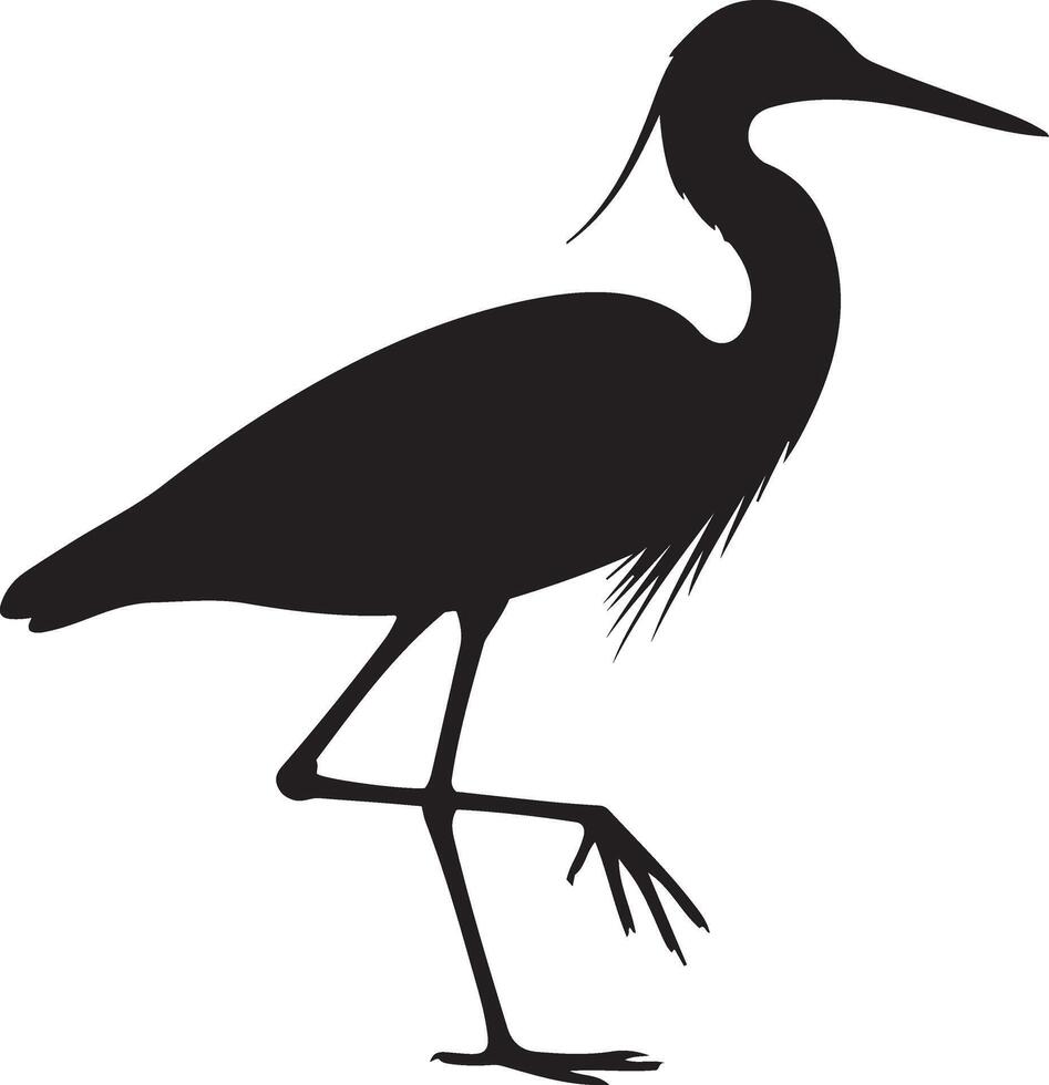 Elegant Heron Bird Silhouette in Profile View vector