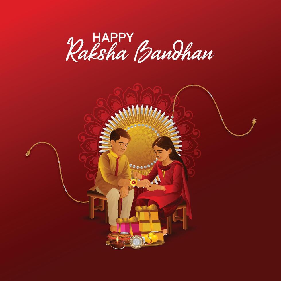 illustration of brother and sister for happy raksha bandhan vector