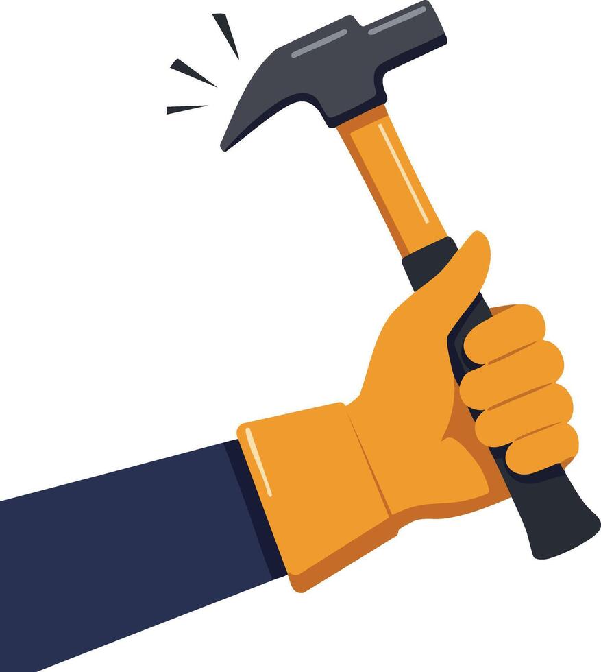 Hand Holding Hammer Tool for Construction Repair and Building Work Illustration Design vector