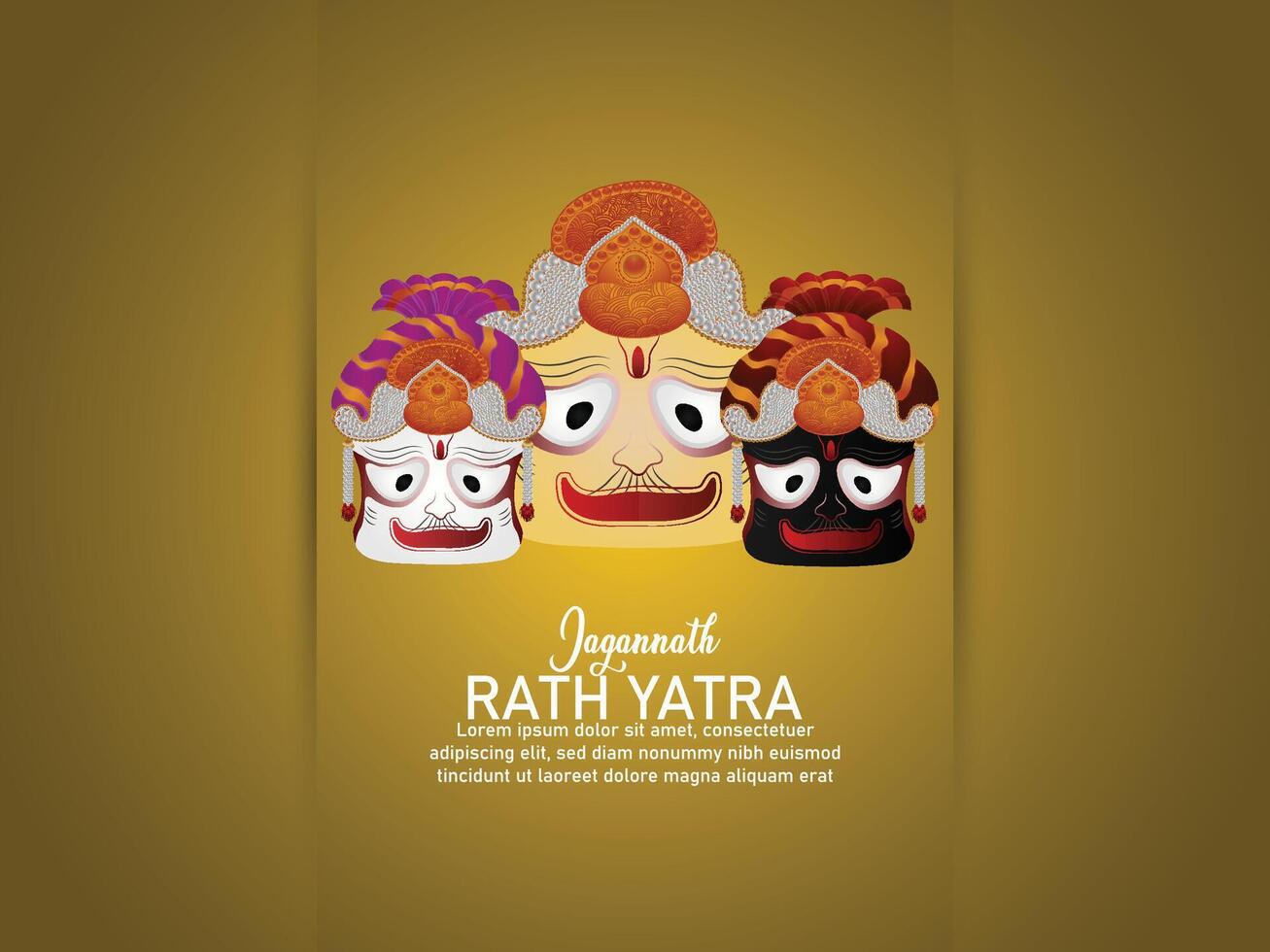 Happy jagannath rath yatra celebration background with illustration of lord jagannath balabhadra and subhadra vector