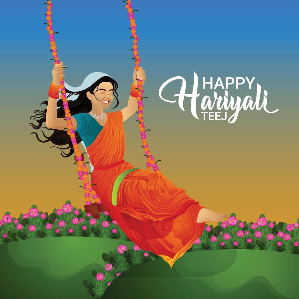 Hariyali teej celebration greeting background vector