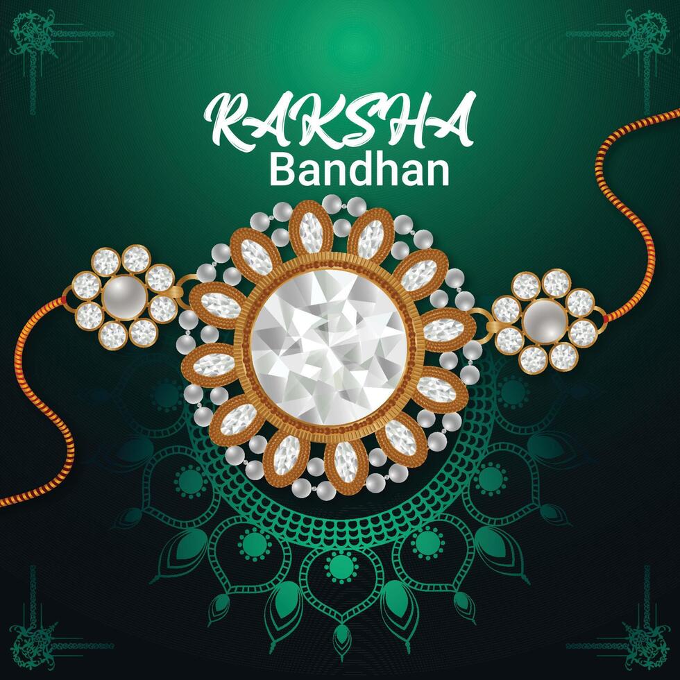 Creative crystal rakhio for happy raksha bandhan vector