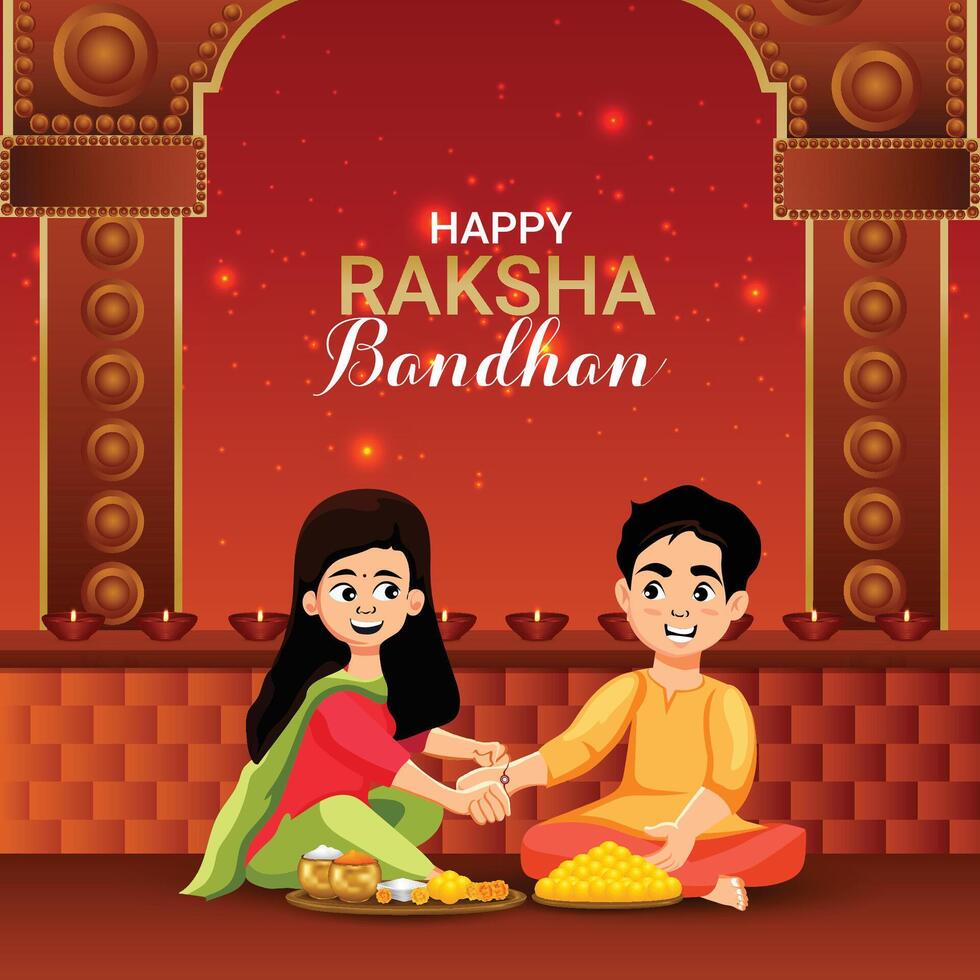illustration of happy raksha bandhan celebration background vector