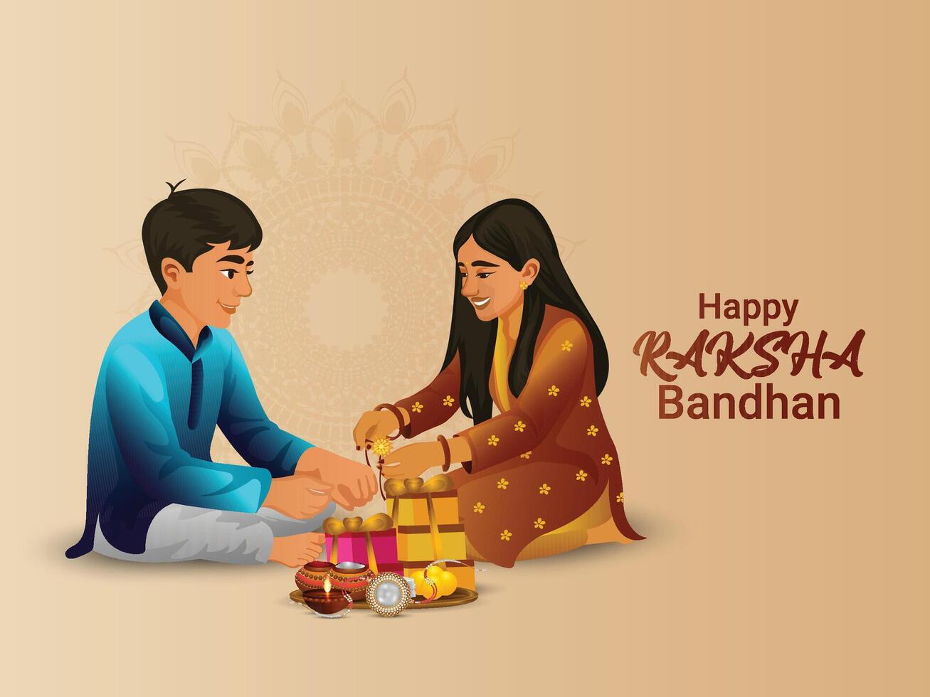 illustration happy raksha bandhan celebration vector
