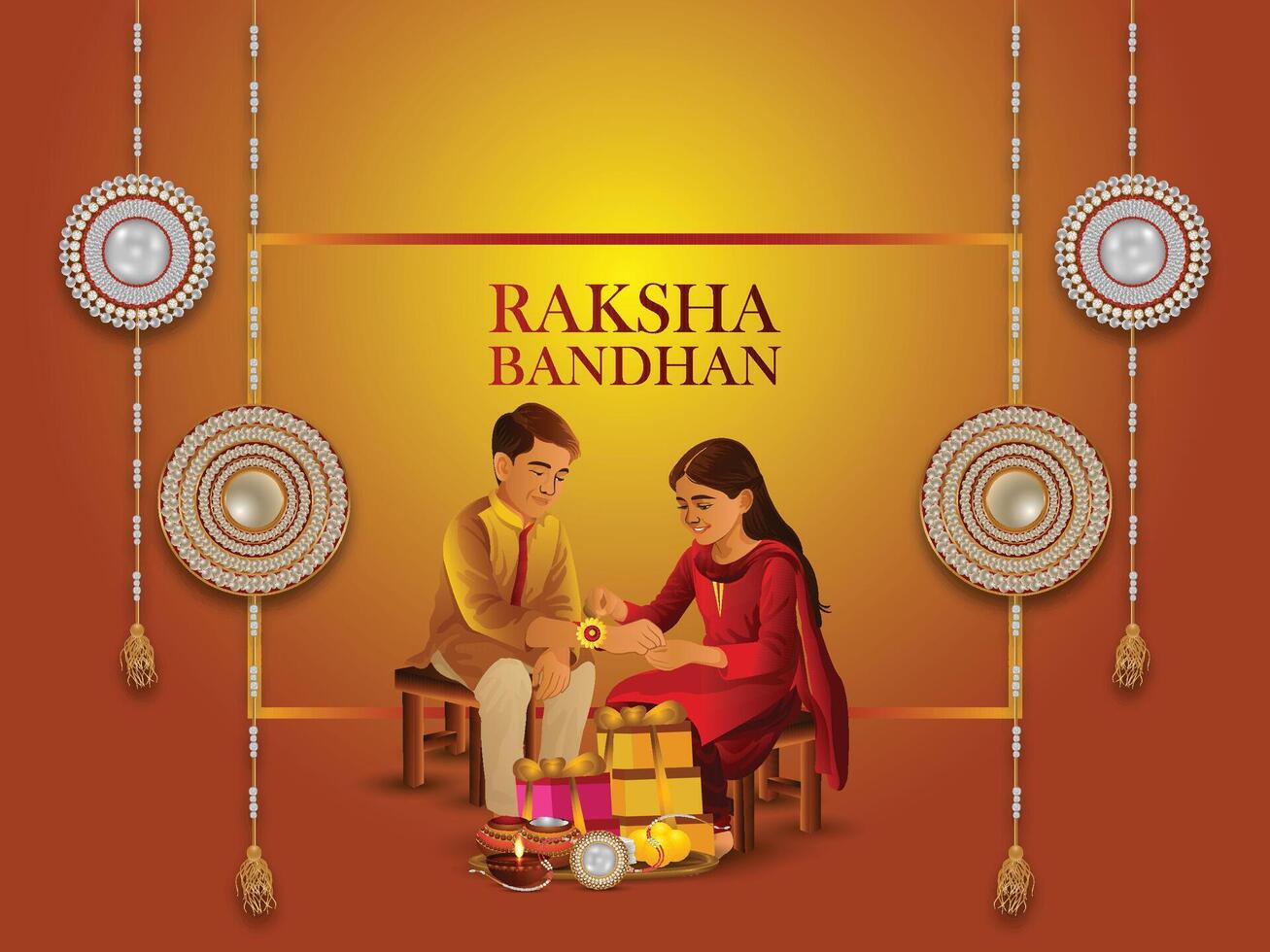 Creative illustration of happy raksha bandhan celebration background vector