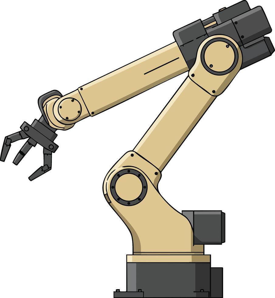 Industrial robotic arm machine for automated manufacturing processes and technology applications illustration vector