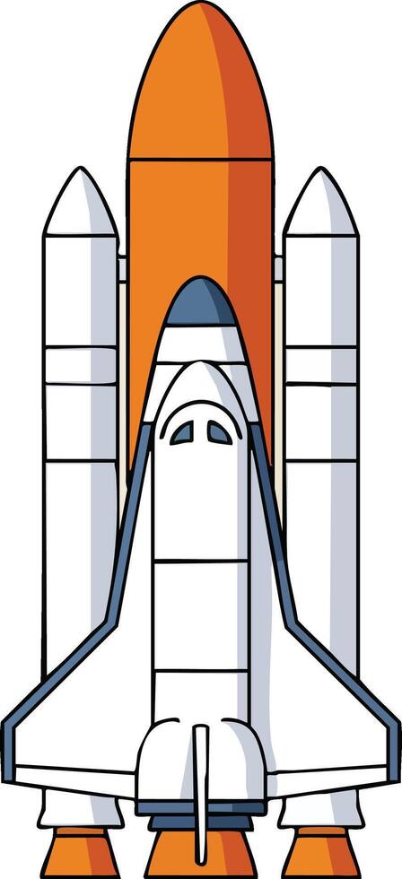 Space shuttle rocket illustration with orange fuel tank and white boosters design vector