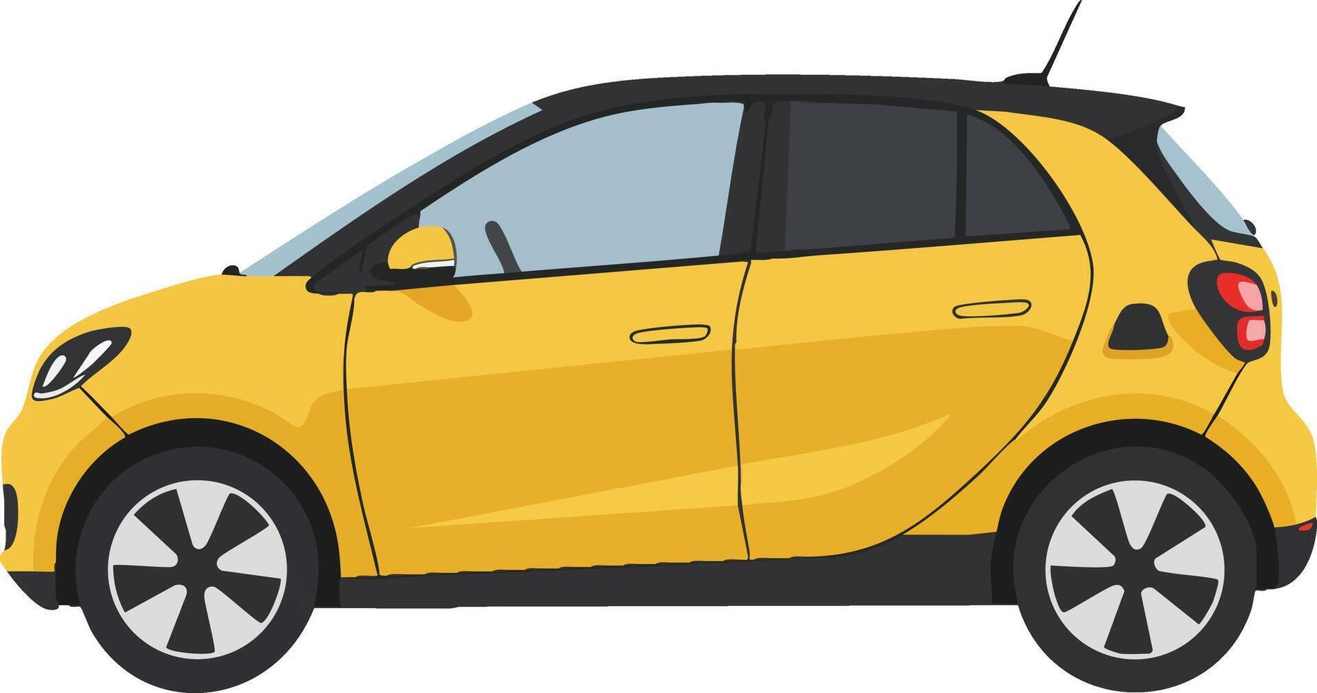 Yellow compact hatchback car side view illustration urban vehicle design vector