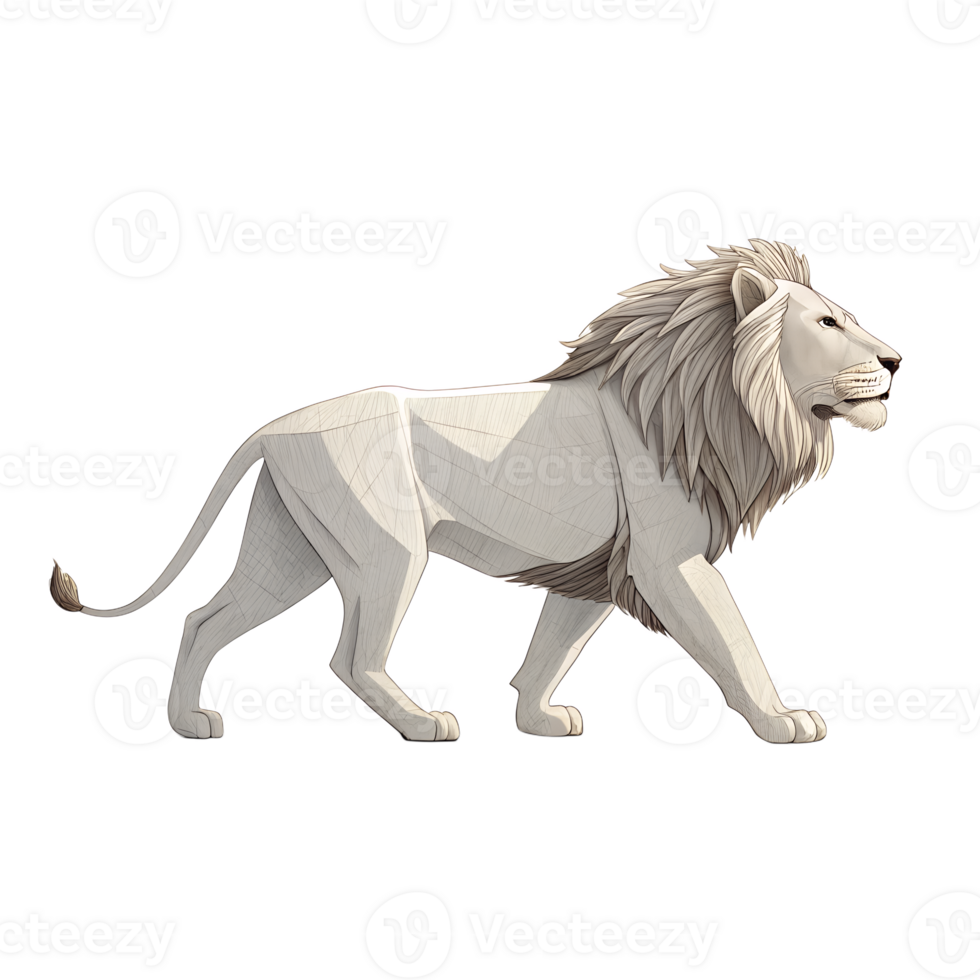 Cartoon Illustration, Minimalistic Lion walking, isolated on a transparent background png