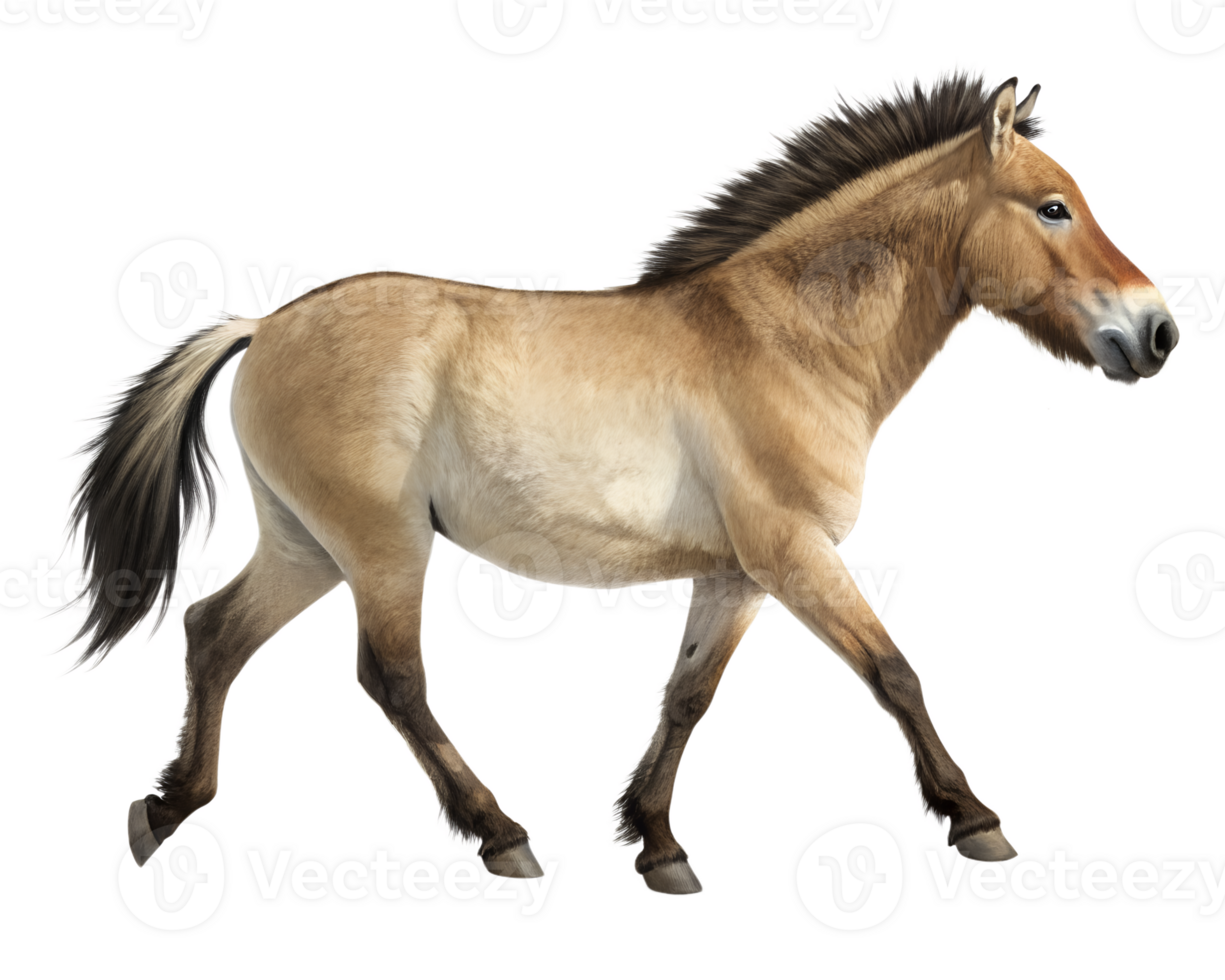 3D Illustration, Przewalski's Horse walking, isolated on a transparent background png