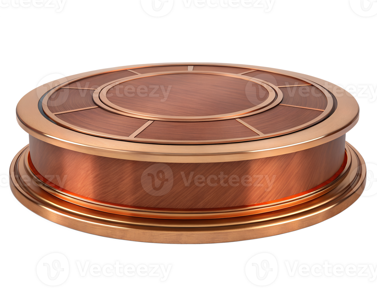 A copper-colored round platform with a circular design on top png