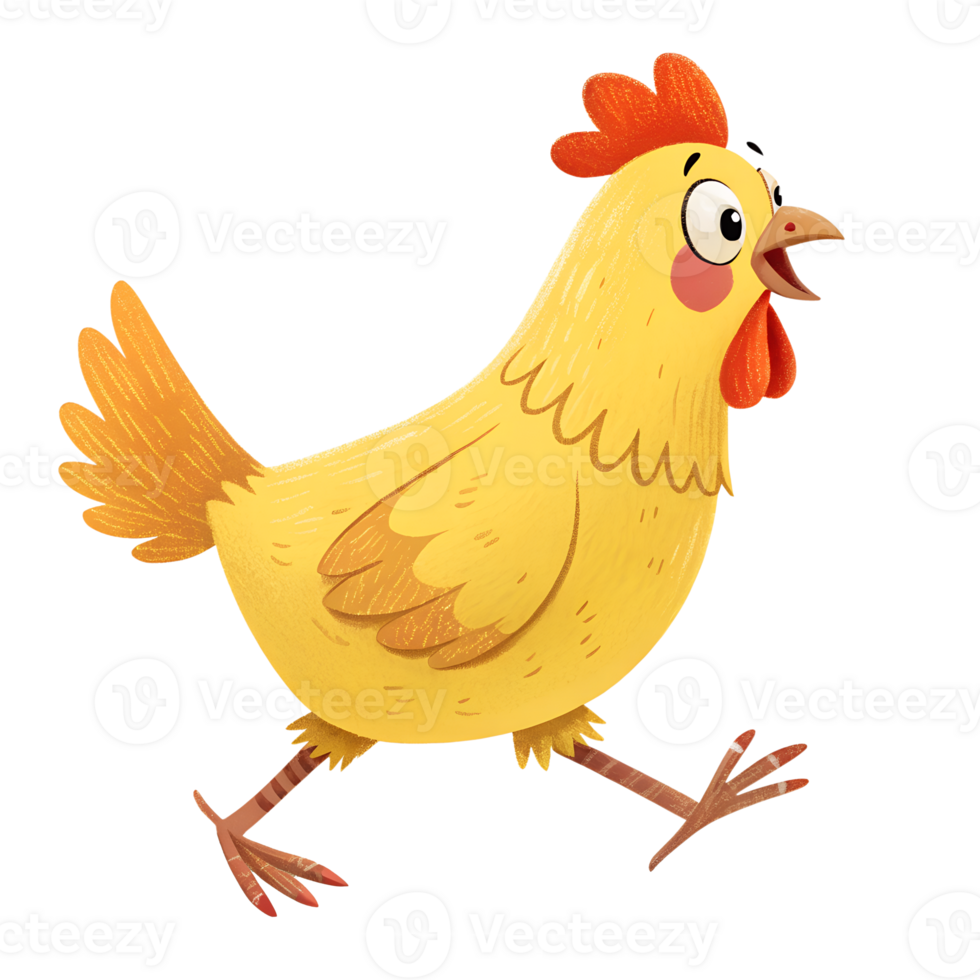 Illustration cartoon, Hen walking, isolated on a transparent background png