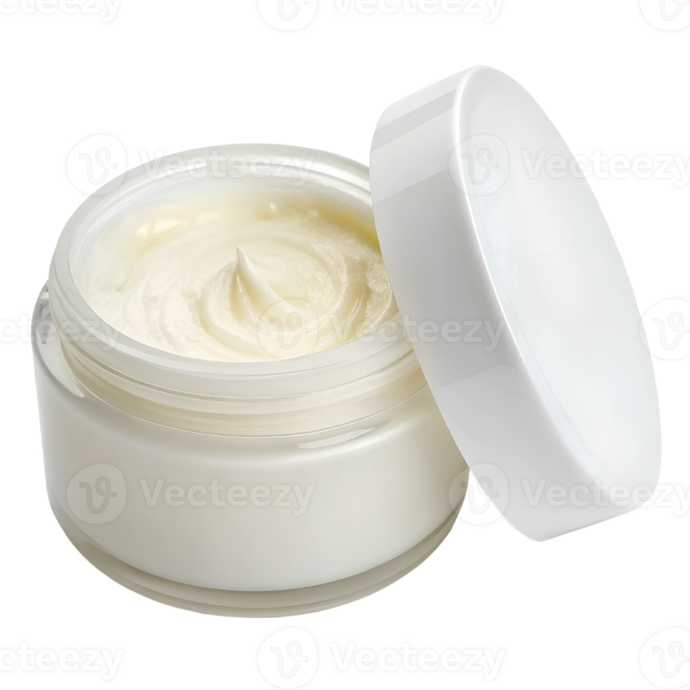 A round jar of moisturizing cream with a smooth white lid png