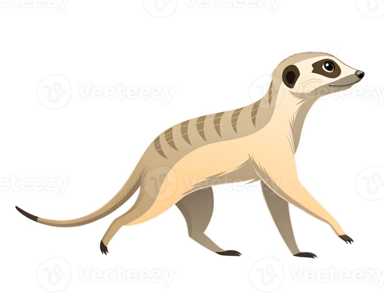Cartoon Illustration, Meerkat walking, isolated on a transparent background png
