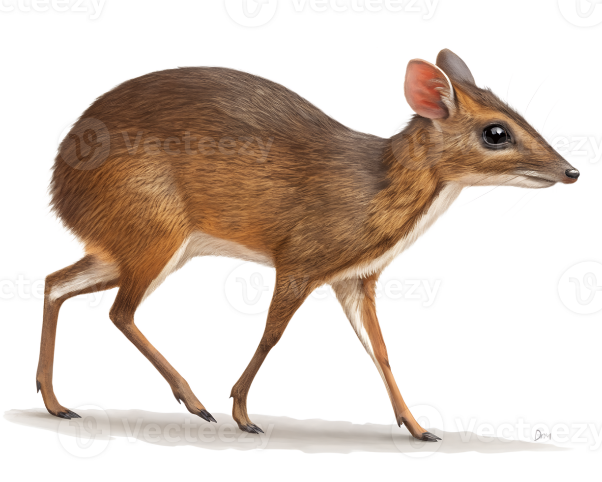 3D Illustration, Mouse Deer walking, isolated on a transparent background png