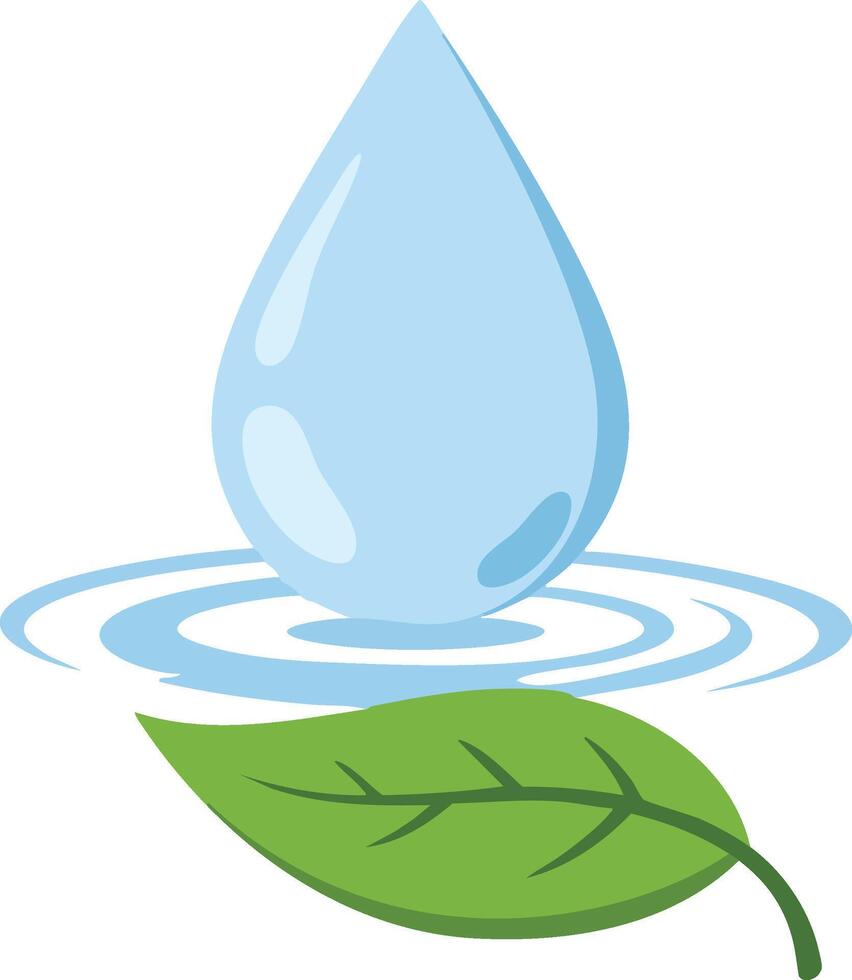 Water drop ripple and green leaf eco nature illustration for environmental concepts and fresh design ideas vector