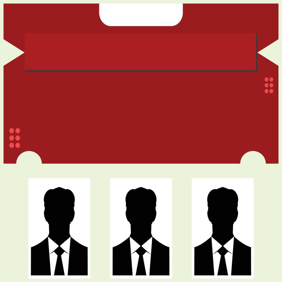 Set of business people silhouettes. Illustration in flat style. Simple banner template with red and white base color. Brochure template for various purposes vector