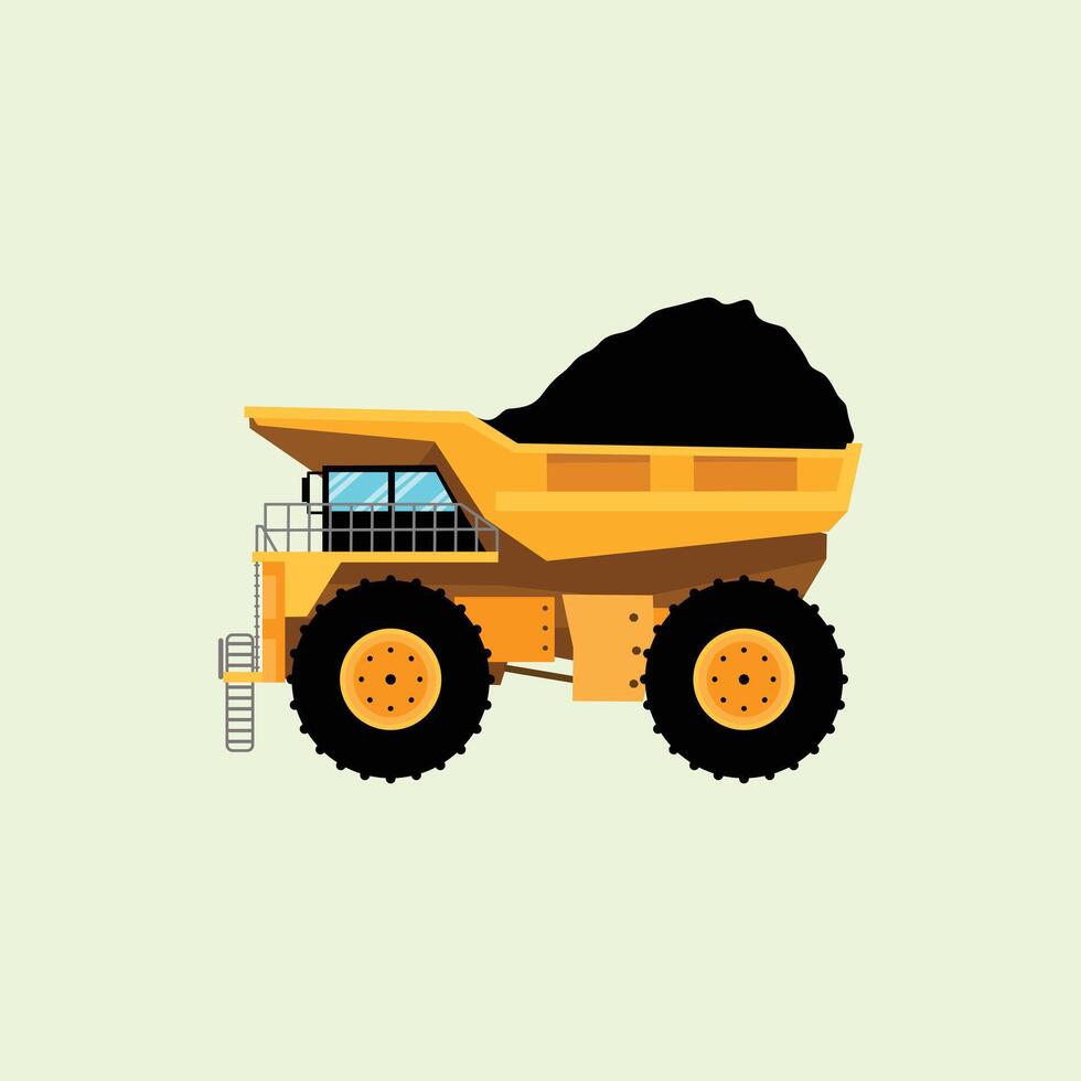 Dump truck. Heavy construction equipment illustration in flat style. Design elements of construction vehicle illustration. One of the vehicles that functions to help construction vector