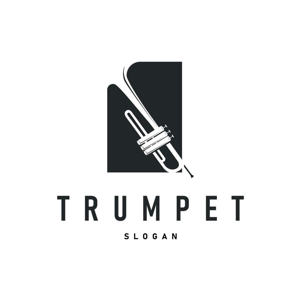 trumpet logo concept design wind musical instrument template illustration melody silhouette simple trumpet symbol templet icon vector