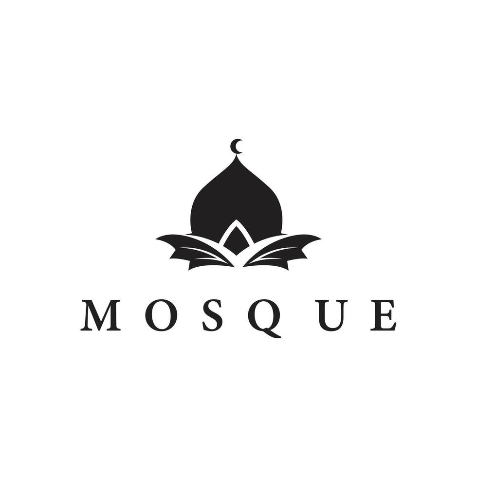 mosque logo design concept of a place of worship with black silhouette mosque temple commemorating Islamic day vector