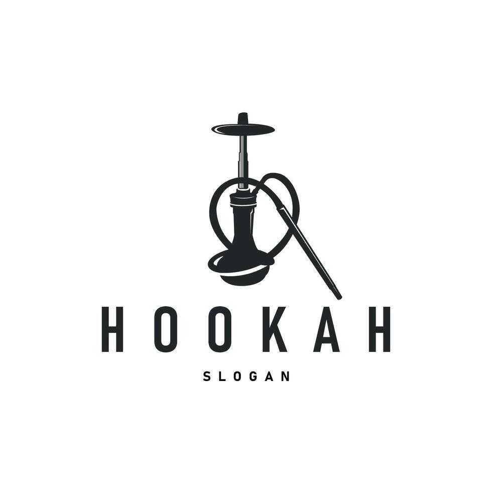 retro vintage shisha bar concept logo hookah smoke pipe template hookah simple black silhouette vector