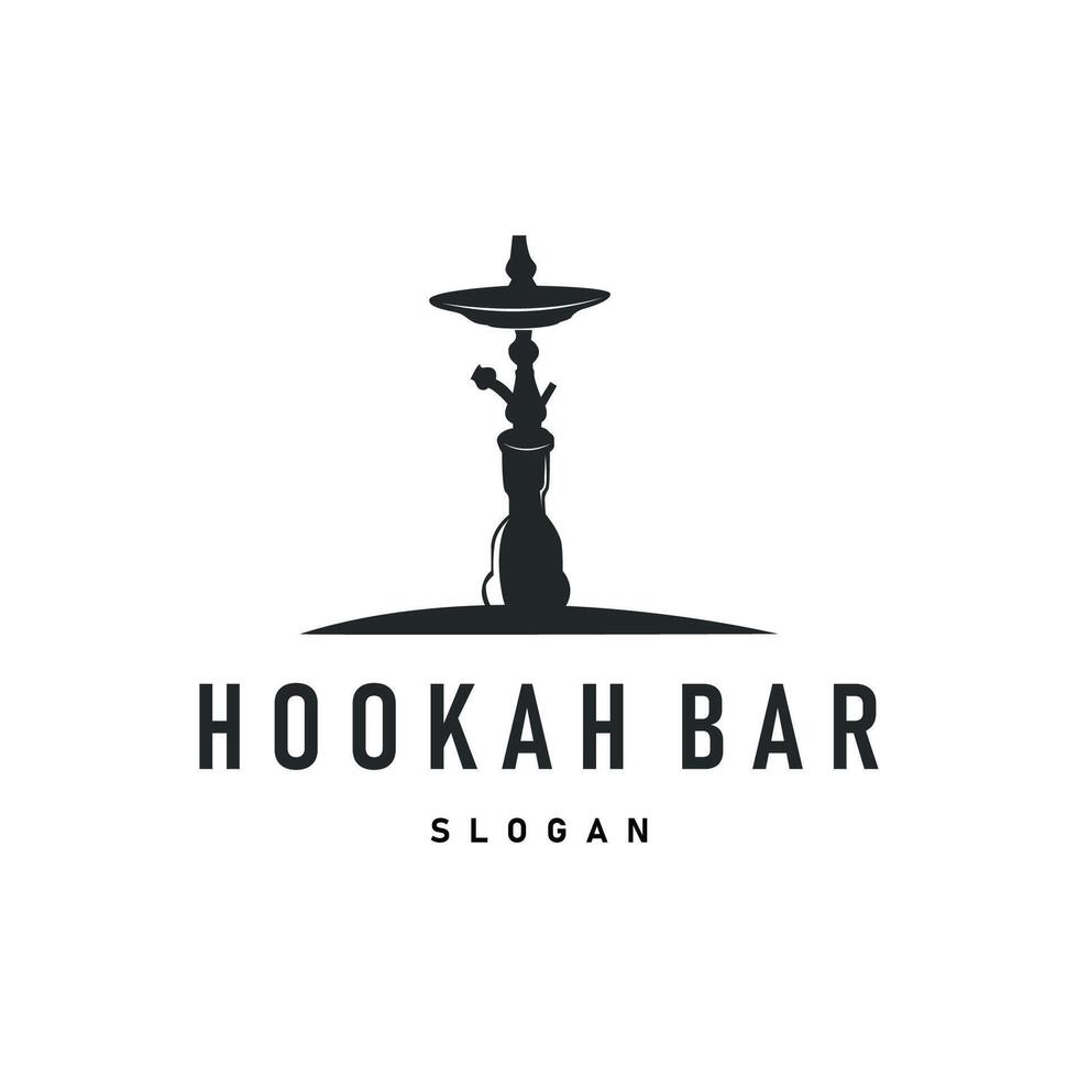 retro vintage design shisha bar concept logo hookah smoke pipe template hookah simple vector