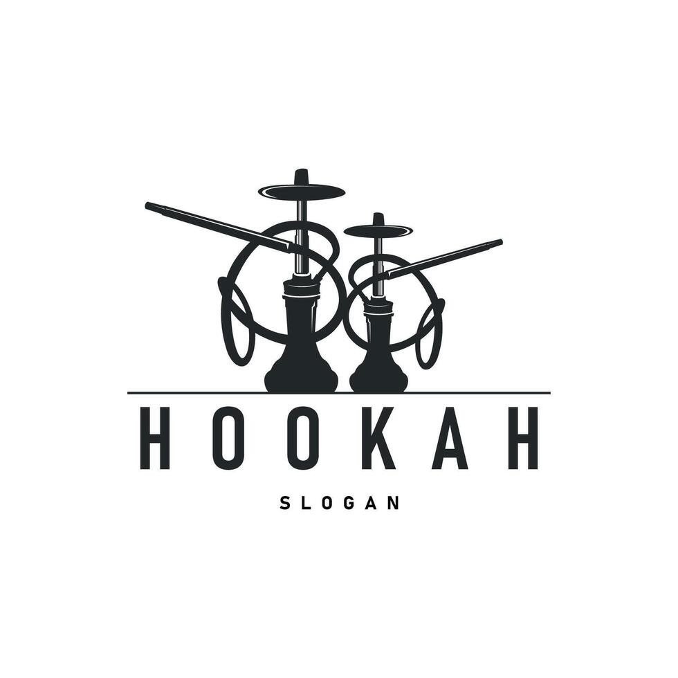 retro vintage design shisha bar concept logo hookah smoke pipe template hookah simple black vector