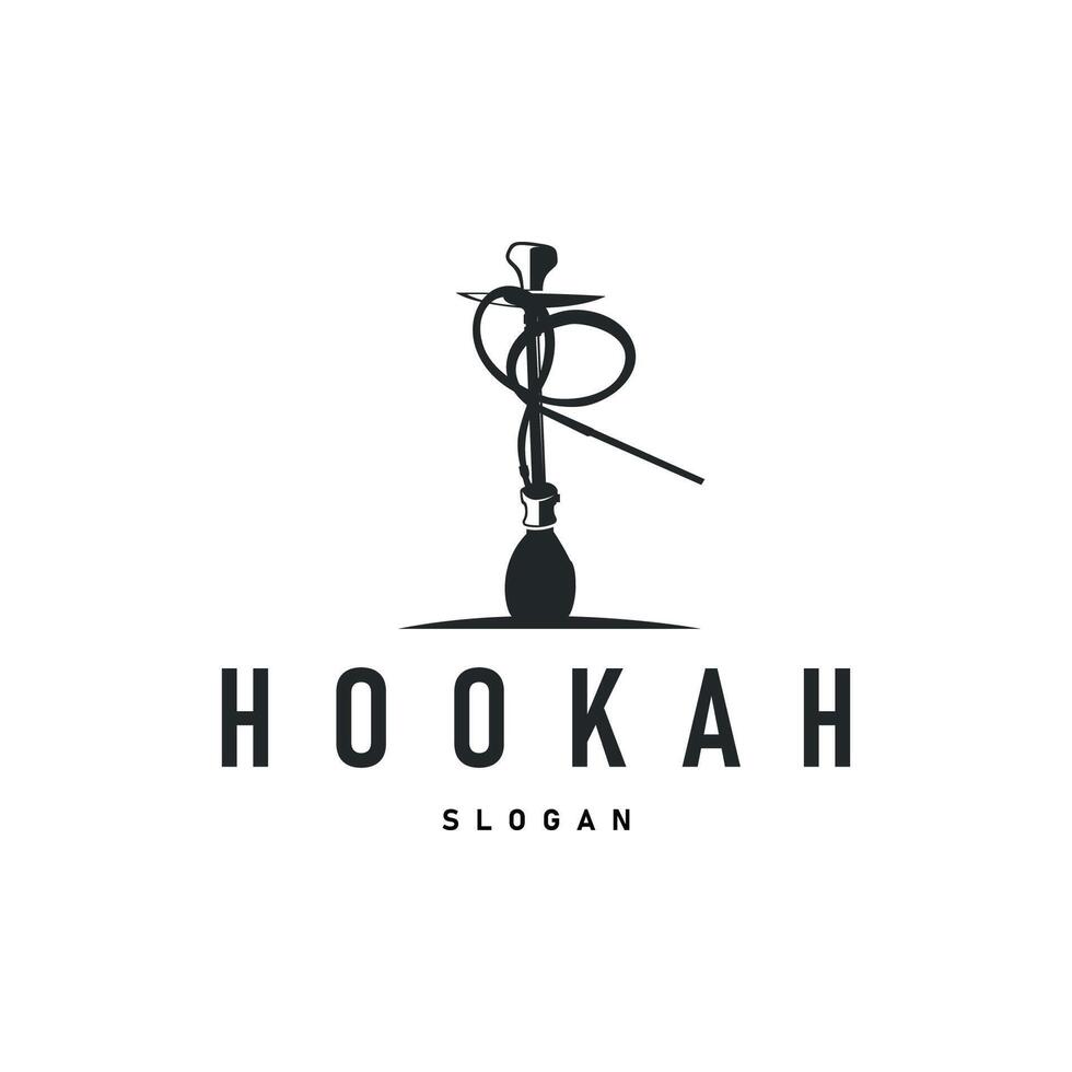 vintage design shisha bar concept logo hookah smoke pipe template hookah simple black silhouette vector