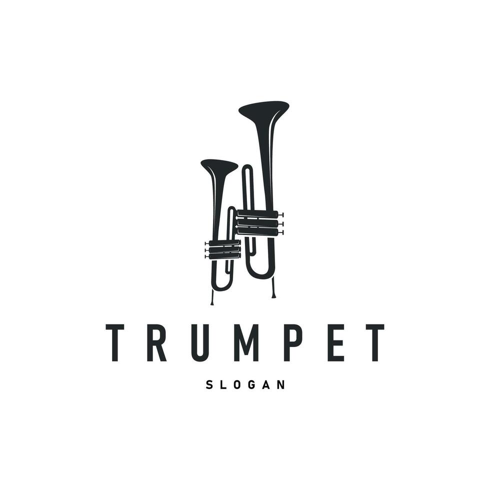 trumpet logo concept design wind musical instrument template illustration music melody with simple trumpet symbol templet icon vector