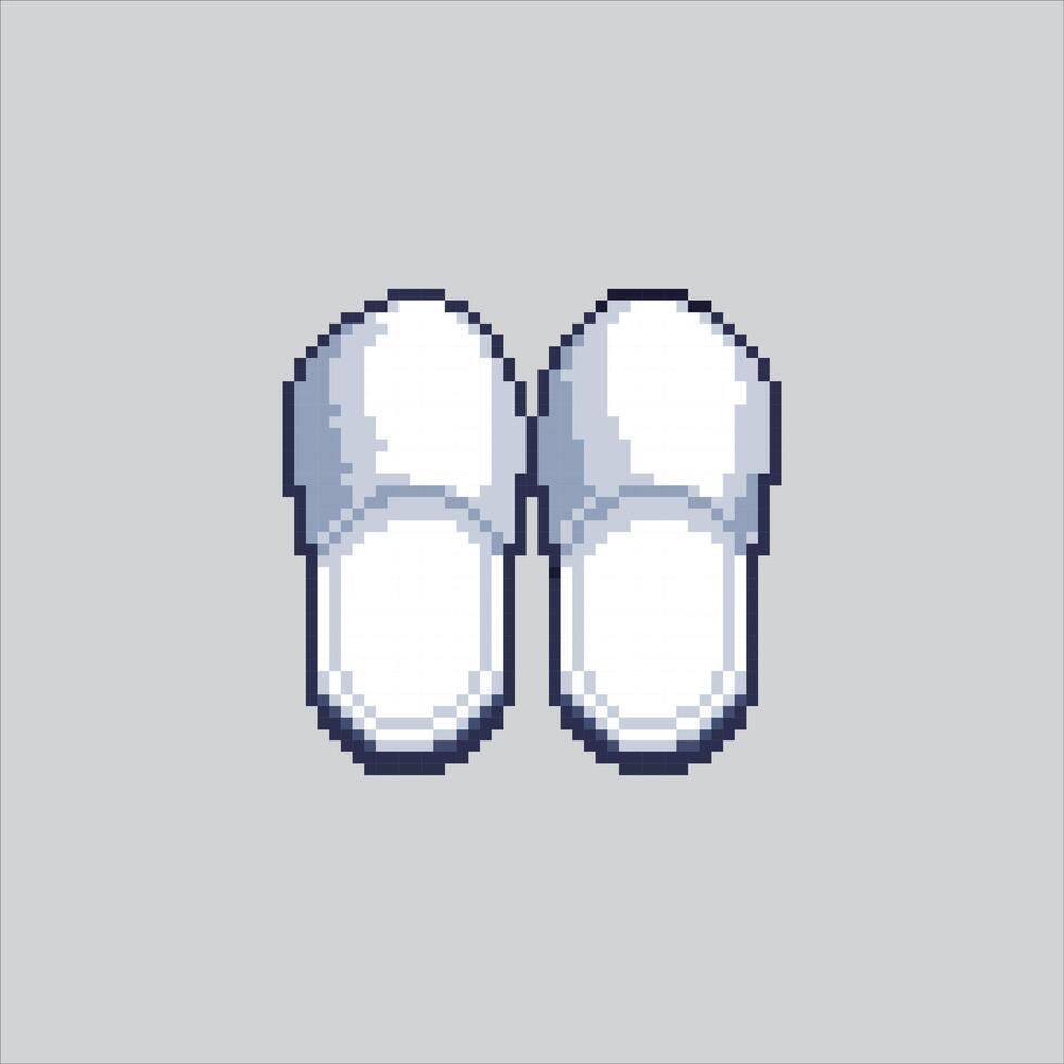 Pixel art Cozy Hotel Room Slippers icon Illustration for game design vector