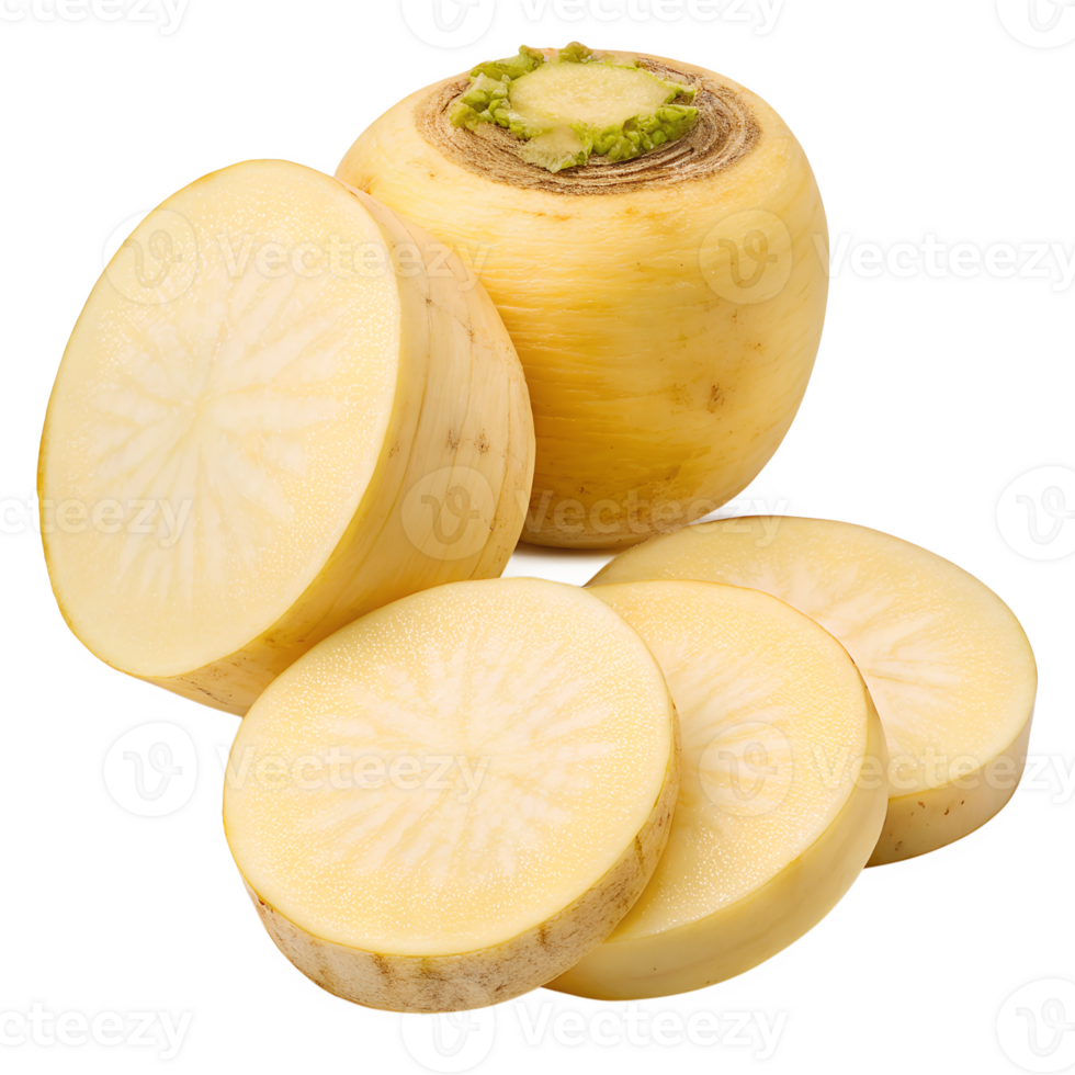 Swede vegetable with slice isolated on a transparent background png
