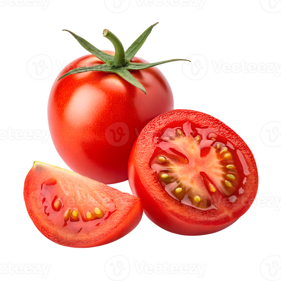 Grape Tomato Fruit and slice isolated on transparent background png