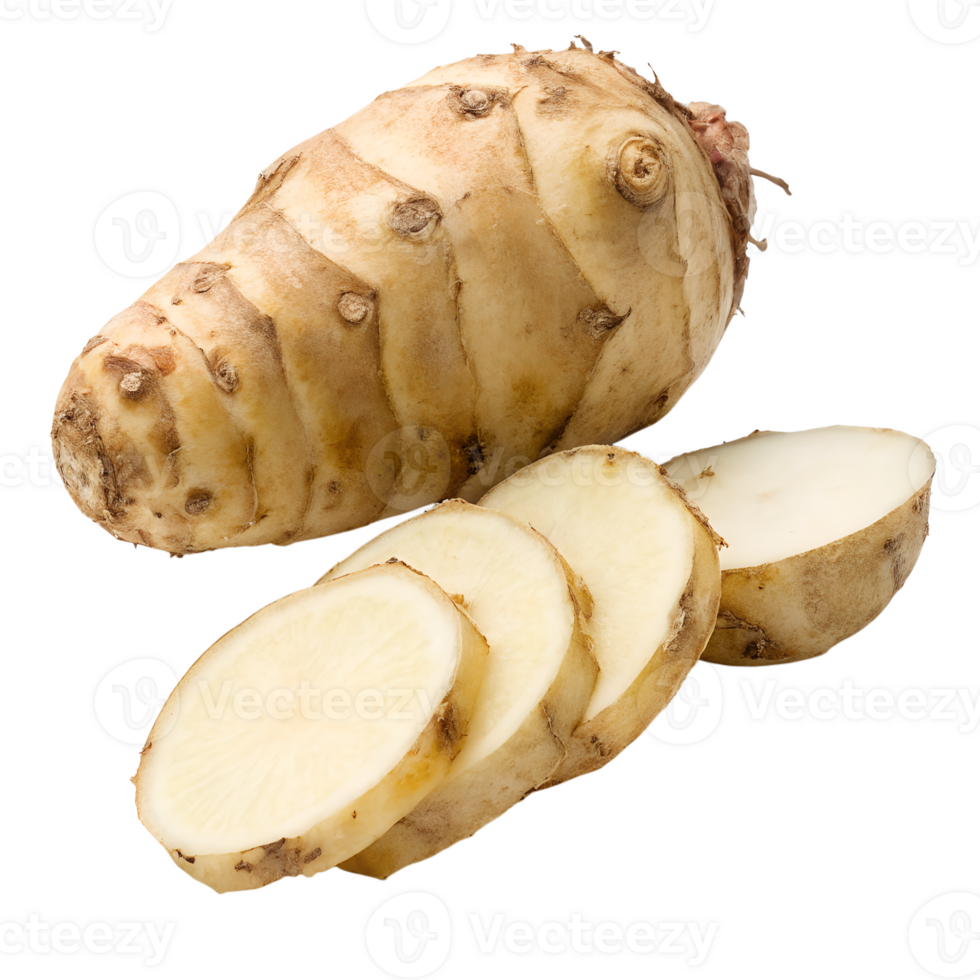 Topinambur vegetable with slice isolated on a transparent background png
