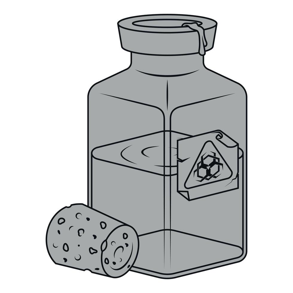 A corked glass bottle holds a dangerous biohazard material, handle with extreme caution vector