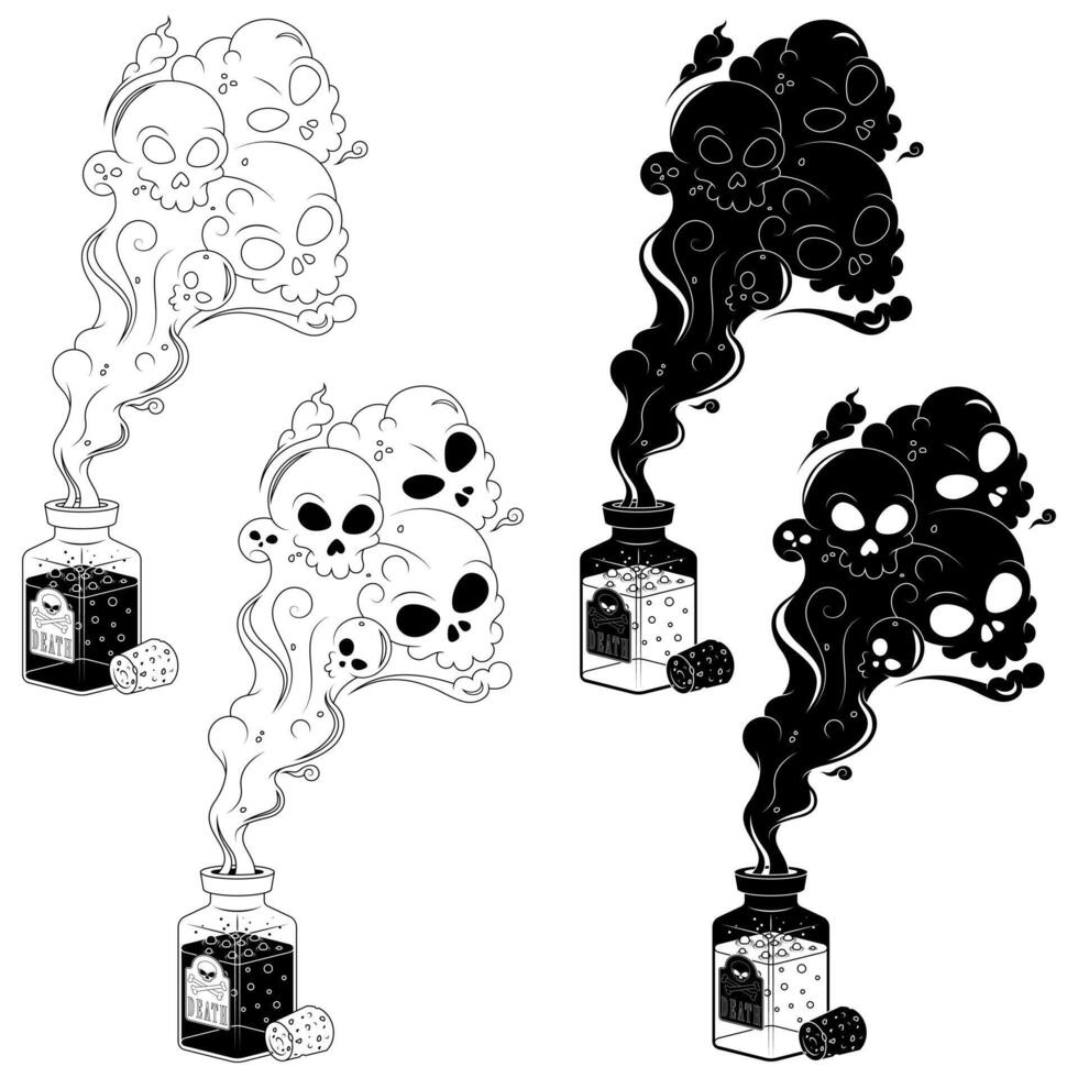 oxic fumes emanate from a poison bottle, a dangerous warning. vector
