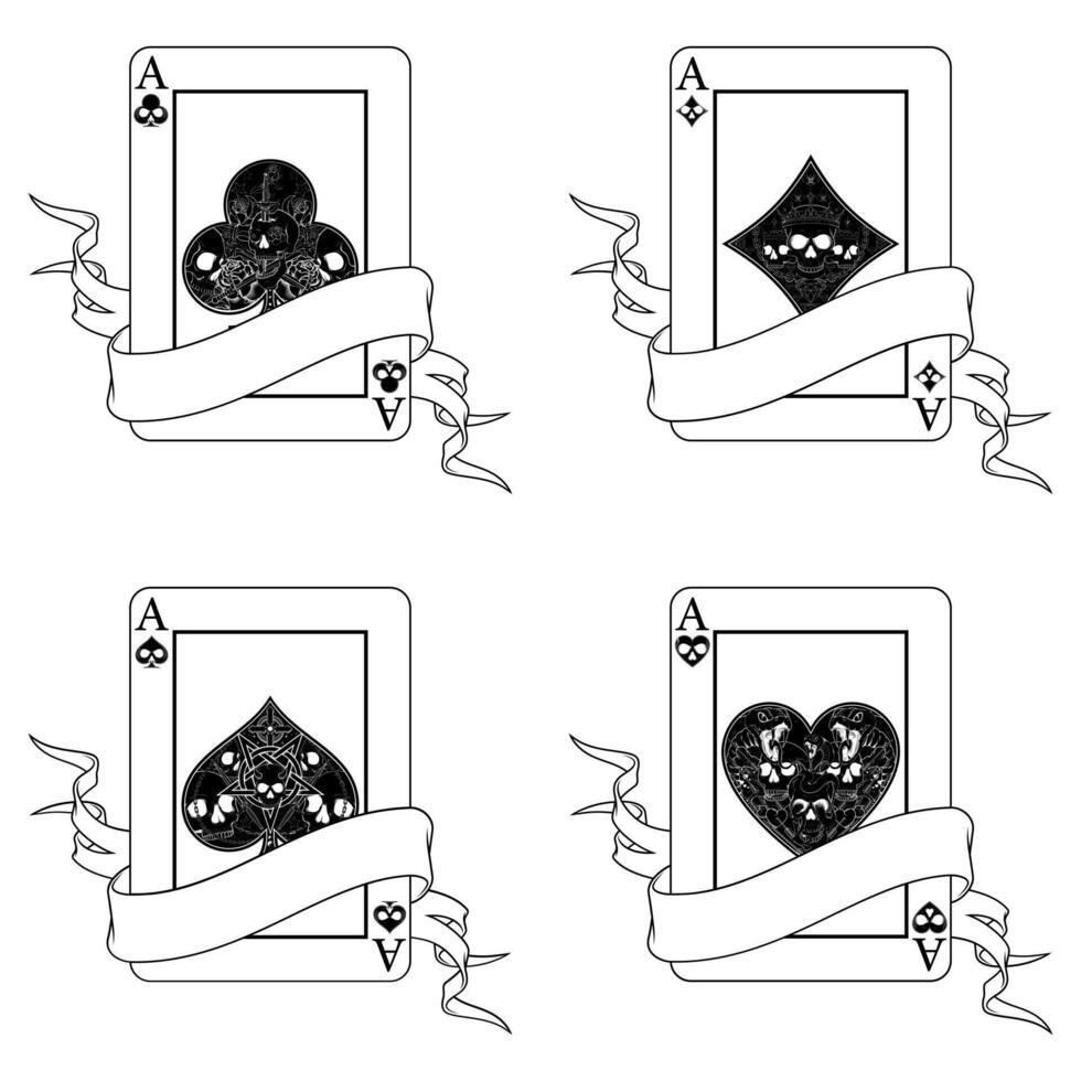 A Halloween-themed image featuring a poker card embraced by spooky ribbons in a festive design vector